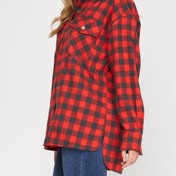 NWT She + Sky Buffalo Plaid Shirt Top - Picture 4 of 12